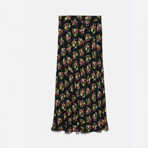 zara floral midi skirt